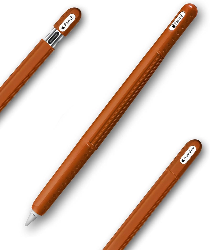 HoldFist Silicone Case Cover Skin Compatible with Apple Pencil (2nd Gen/Pro/USB-C) – Protective Sleeve, Comfortable Grip, Ergonomic Anti-Slip Design, Lightweight & Scratch-Resistant (Brown) - Image 1